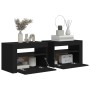 Mesitas de noche con luces LED 2 uds negro 60x35x40 cm de vidaXL, Mesitas de noche - Ref: Foro24-3080735, Precio: 112,31 €, D...