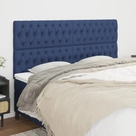 Cabeceros 4 unidades tela azul 100x7x78/88 cm de vidaXL, Cabeceros y pies de cama - Ref: Foro24-3116696, Precio: 138,39 €, De...