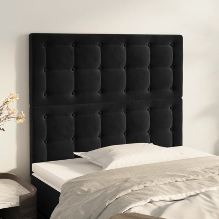 Cabeceros 2 unidades de terciopelo negro 100x5x78/88 cm de vidaXL, Cabeceros y pies de cama - Ref: Foro24-3116810, Precio: 58...