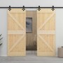 Puerta corredera con herrajes madera maciza de pino 80x210 cm en Puertas | Comprar online en Foru.es