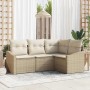 Conjunto de sofás de jardín 4 pcs Beige y ratán sintético en Sofás de exterior | Comprar online en Foru.es