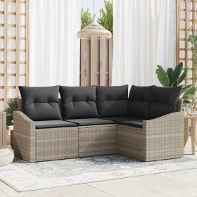 Conjunto de sofás de jardín 4 pcs Gris Claro ratán sintético en Sofás de exterior | Comprar online en Foru.es