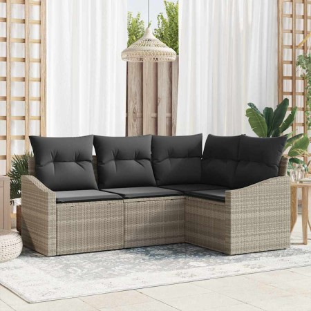 Conjunto de sofás de jardín 4 pcs Gris Claro ratán sintético en Sofás de exterior | Comprar online en Foru.es