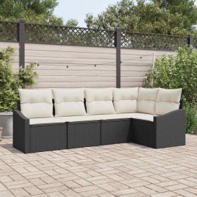 Conjunto de sofás de jardín 5 pcs Negro y ratán sintético en Sofás de exterior | Comprar online en Foru.es