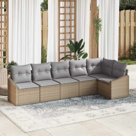 Conjunto de sofás de jardín con cojín 6 pcs Beige y Gris Claro en Sofás de exterior | Comprar online en Foru.es