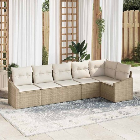 Conjunto de sofás de jardín 6 pcs Beige y ratán sintético en Sofás de exterior | Comprar online en Foru.es