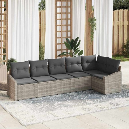 Conjunto de sofás de jardín 6 pcs Gris Claro ratán sintético en Sofás de exterior | Comprar online en Foru.es