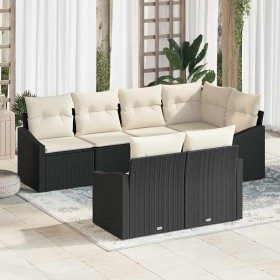 Conjunto de sofás de jardín 7 pcs Negro y ratán sintético en Sofás de exterior | Comprar online en Foru.es
