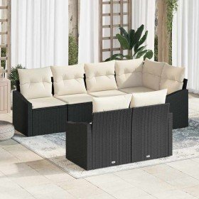 Conjunto de sofás de jardín 7 pcs Negro y ratán sintético en Sofás de exterior | Comprar online en Foru.es