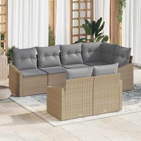 Conjunto de sofás de jardín con cojín 7 pcs Beige y Gris Claro en Sofás de exterior | Comprar online en Foru.es