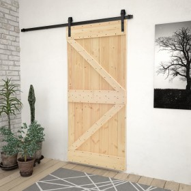 Puerta corredera con herrajes madera maciza de pino 80x210 cm en Puertas | Comprar online en Foru.es
