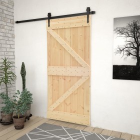 Puerta corredera con herrajes madera maciza de pino 90x210 cm en Puertas | Comprar online en Foru.es