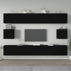 Set de muebles para TV 6 piezas madera contrachapada negro de vidaXL, Muebles TV - Ref: Foro24-3114367, Precio: 232,89 €, Des...