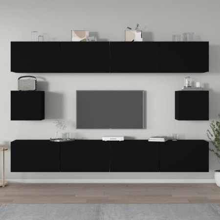 Set de muebles para TV 6 piezas madera contrachapada negro de vidaXL, Muebles TV - Ref: Foro24-3114367, Precio: 232,89 €, Des...