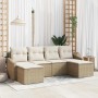 Conjunto de Comedor de Jardín con cojín 6 pcs Beige y Crema en Sofás de exterior | Comprar online en Foru.es