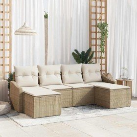 Conjunto de Comedor de Jardín con cojín 6 pcs Beige y Crema en Sofás de exterior | Comprar online en Foru.es