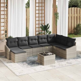 Conjunto de sofá de jardín 8 pcs Gris Claro ratán sintético en Sofás de exterior | Comprar online en Foru.es