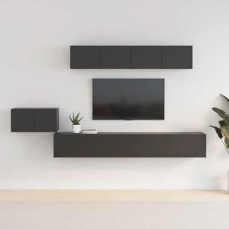 Set de muebles para TV 5 piezas madera contrachapada negro de vidaXL, Muebles TV - Ref: Foro24-3114431, Precio: 226,46 €, Des...