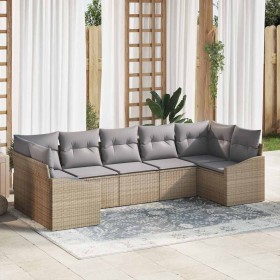 Conjunto de sofás de jardín 7 pcs Beige y Gris Claro en Sofás de exterior | Comprar online en Foru.es