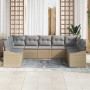 Conjunto de sofá de jardín con cojín 9 pcs Beige y Gris Claro en Sofás de exterior | Comprar online en Foru.es