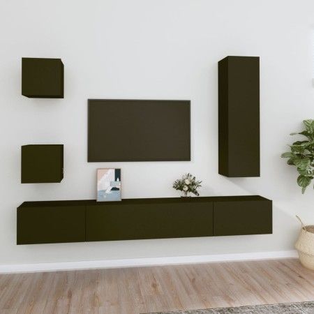 Set de muebles para TV 5 piezas madera contrachapada negro de vidaXL, Muebles TV - Ref: Foro24-3114447, Precio: 200,85 €, Des...