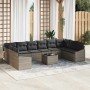 Conjunto de sofá de jardín 11 pcs Gris Claro ratán sintético en Sofás de exterior | Comprar online en Foru.es