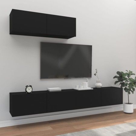 Set de muebles para TV 3 piezas madera contrachapada negro de vidaXL, Muebles TV - Ref: Foro24-3114479, Precio: 165,14 €, Des...