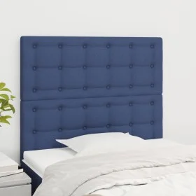 Cabeceros 2 unidades de tela azul 90x5x78/88 cm de vidaXL, Cabeceros y pies de cama - Ref: Foro24-3116754, Precio: 64,65 €, D...