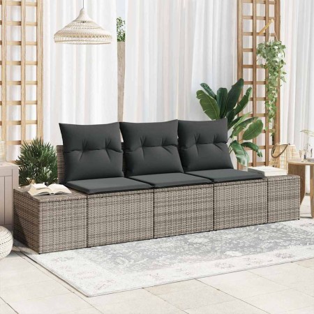 Conjunto de sofás de jardín 3 pcs Gris ratán sintético en Sofás de exterior | Comprar online en Foru.es