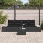 Conjunto de sofá de jardín 5 pcs Negro ratán sintético en Sofás de exterior | Comprar online en Foru.es