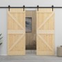 Puerta corredera con herrajes madera maciza de pino 100x210 cm en Puertas | Comprar online en Foru.es