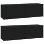 Set de muebles para TV 4 piezas madera contrachapada negro de vidaXL, Muebles TV - Ref: Foro24-3114535, Precio: 193,43 €, Des...