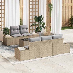 Conjunto de sofá de jardín 6 pcs Beige y gris ratán sintético en Sofás de exterior | Comprar online en Foru.es