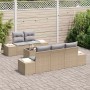 Conjunto de sofá de jardín 6 pcs Beige y gris ratán sintético en Sofás de exterior | Comprar online en Foru.es