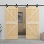 Puerta corredera con herrajes madera maciza de pino 100x210 cm en Puertas | Comprar online en Foru.es