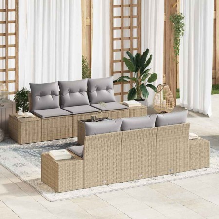 Conjunto de sofá de jardín 8 pcs Beige y gris ratán sintético en Sofás de exterior | Comprar online en Foru.es