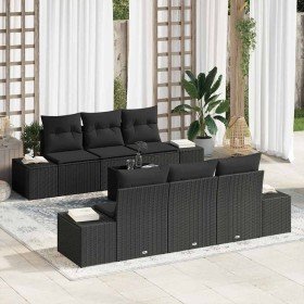 Conjunto de sofá de jardín 8 pcs Negro ratán sintético en Sofás de exterior | Comprar online en Foru.es