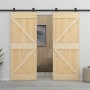 Puerta corredera con herrajes madera maciza de pino 100x210 cm en Puertas | Comprar online en Foru.es