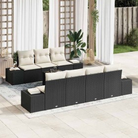 Conjunto de sofá de jardín 8 pcs Negro y crema ratán sintético en Sofás de exterior | Comprar online en Foru.es