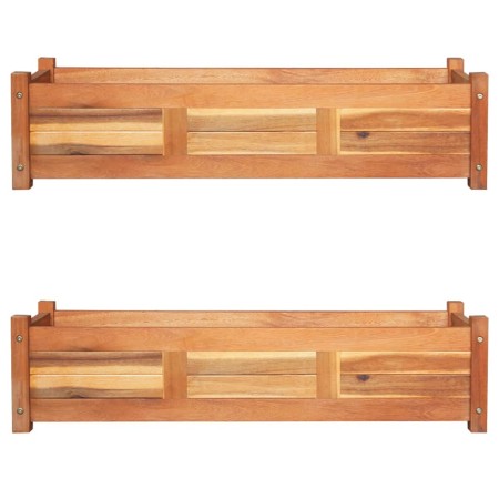 Arriates elevados de jardín 2 pzas madera acacia 100x30x25 cm en Macetas y jardineras | Comprar online en Foru.es