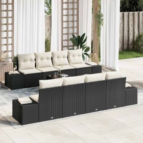 Conjunto de sofá de jardín 8 pcs Negro y crema ratán sintético en Sofás de exterior | Comprar online en Foru.es