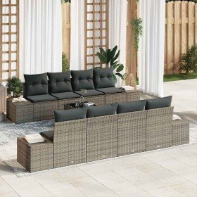 Conjunto de sofá de jardín con cojín 8 pcs Gris ratán sintético en Sofás de exterior | Comprar online en Foru.es