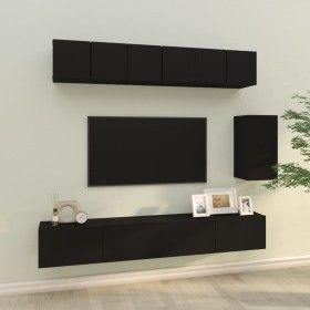 Set de muebles para TV 6 piezas madera contrachapada negro de vidaXL, Muebles TV - Ref: Foro24-3114615, Precio: 217,97 €, Des...