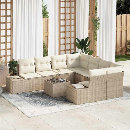 Conjunto de sofá de jardín 9 pcs Beige y Crema ratán sintético en Sofás de exterior | Comprar online en Foru.es