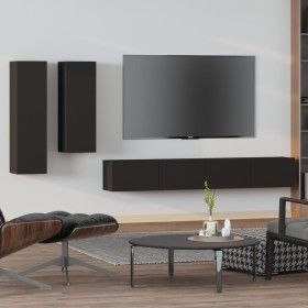 Set de muebles para TV 4 piezas madera contrachapada negro de vidaXL, Muebles TV - Ref: Foro24-3114631, Precio: 201,27 €, Des...