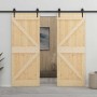 Puerta corredera con herrajes madera maciza de pino 80x210 cm en Puertas | Comprar online en Foru.es