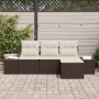 Conjunto de sofá de jardín 4 pcs Marrón y crema ratán sintético en Sofás de exterior | Comprar online en Foru.es