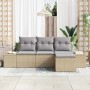 Conjunto de sofá de jardín con cojín 4 pcs Beige y Gris Claro en Sofás de exterior | Comprar online en Foru.es