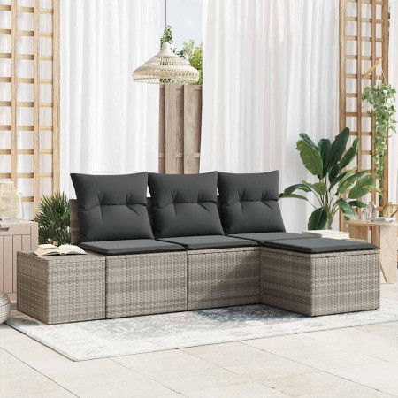 Conjunto de sofá de jardín 4 pcs Gris Claro ratán sintético en Sofás de exterior | Comprar online en Foru.es