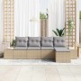 Conjunto de sofá de jardín con cojín 5 pcs Beige y Gris Claro en Sofás de exterior | Comprar online en Foru.es